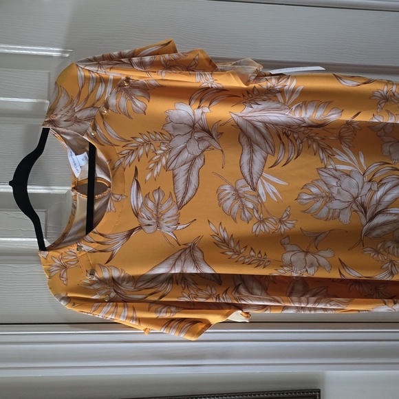 LIZ CLAIBORNE WOMEN'S PLUS SIZE GOLD TROPICAL SHORT SLEEVES SUMMER TOP SIZE 2X - Picture 5 of 16